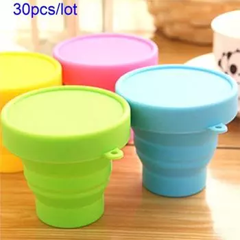 30 шт./лот, стакан для воды пищевого класса, переносной, однотонный, силиконовый стакан для воды, складной, для полоскания горла, для походов на открытом воздухе, инструменты для питья 101ml-200ml