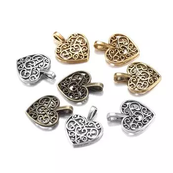 30 шт./лот тибетская бронза с полым сердцем антикварные подвески фурнитура DIY Подвески браслет принадлежности для изготовления ювелирных изделий