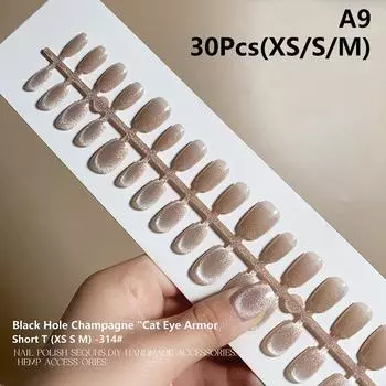 30 шт. магнитные накладные ногти в виде кошки, симпатичные съемные накладные ногти, носимые накладные ногти, простой декор для искусственного искусства as the picture