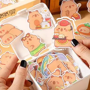 30 шт. милые наклейки с изображением капибары из мультфильма Kawaii для ноутбука, украшения для альбома, граффити, наклейки для скейтборда, наклейки для ноутбука своими руками A2