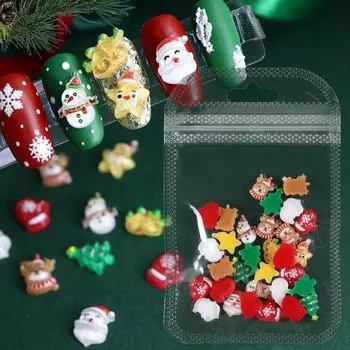 30 шт. милые рождественские подвески для ногтей с изображением снеговика/рождественской елки/звезды/лося/Санта-Клауса/перчаток, принадлежности для нейл-арта, украшения своими руками