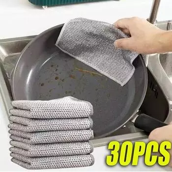 30 шт., многофункциональные проволочные салфетки для мытья посуды, влажные и сухие проволочные салфетки для мытья посуды, кухонные салфетки для варочной панели, салфетки для ежедневной чистки One layer 1pc