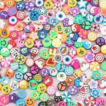 30 шт., мягкие глиняные бусины с цветами на Хэллоуин для DIY, ожерелье, браслет, серьги, изготовление ювелирных изделий, аксессуары для рукоделия