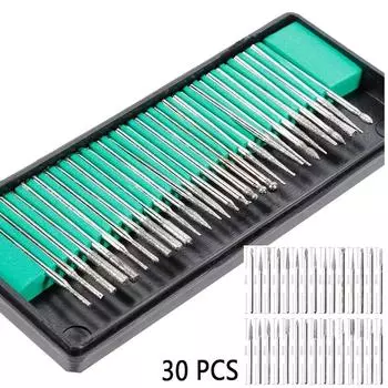 30 шт., набор алмазных боров с хвостовиком 3 мм с коробкой для электрической шлифовальной машины Dremel, аксессуары для электроинструментов, абразивные инструменты