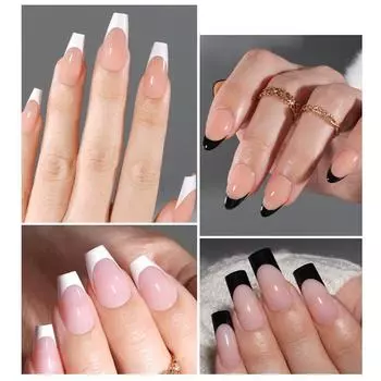 30 шт. накладных ногтей во французском стиле с градиентом и эффектом кошачьих глаз, полное покрытие, искусственные накладные ногти в наличии, три размера, Nail Enthusias