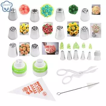 30 шт. насадок для кондитерских изделий в виде русского тюльпана, насадки для кондитерского крема, кондитерские насадки из нержавеющей стали, кондитерский инструмент, кондитерский мешок для выпечки 30pcs