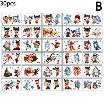 30 шт. Nezha Ao Bing водонепроницаемые и прочные цветные татуировки на руку наклейки мультфильм аниме персонажи дети временные татуировки наклейка