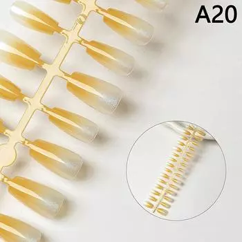 30 шт. Ногти Ручная работа Градиент Кошачий глаз Накладные ногти Средние Короткие Типсы для ногтей Популярный дизайн Украшение Цветок Полное покрытие