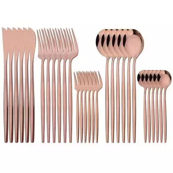 30 шт., нож-роза, чайная ложка, вилка, посуда, набор столовых приборов, высококачественная столовая посуда, столовые приборы из нержавеющей стали, кухонное серебро в западном стиле серебряный