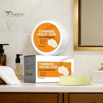 30 шт. очищающих дисков с койевой кислотой для удаления темных пятен и макияжа, спрессованные спонжи для лица с куркумой, мягкое очищение пор, отшелушивание, очистка лица, хлопок 30PCS