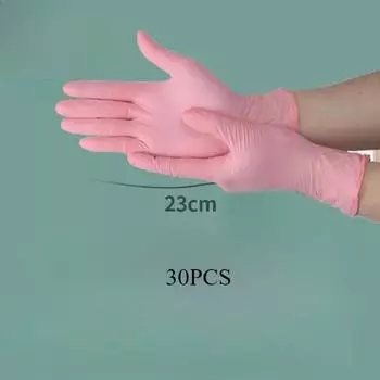 30 шт одноразовые перчатки ПВХ латекс резина нитрил высокоэластичные защитные для красоты кухня выпечка чистящая пленка для оптовой продажи S розовый
