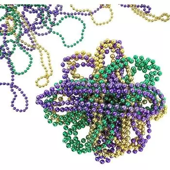 30 шт. ожерелий из металлических бусин Mardi Gras, 31 дюйм, бусины Mardi Gras, металлические цвета, золото, зеленый, фиолетовый, для костюмированной вечеринки на Хэллоуин Mardi Gras 30pcs