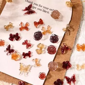 30 шт./пакет смоляные камелия стразы для ногтей красивые прочные банты аксессуары для дизайна ногтей B