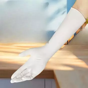 30 шт. перчатки для мытья посуды кухонные бытовые одноразовые перчатки нитриловые перчатки удлиненные 15 дюймов утолщенные S белый