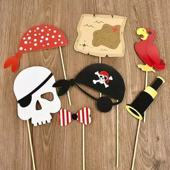 30 шт. Пиратские украшения на день рождения, реквизит для пиратской фотобудки, детский декор на день рождения, сокровища, тематическая вечеринка на Хэллоуин, принадлежности для мальчиков и девочек