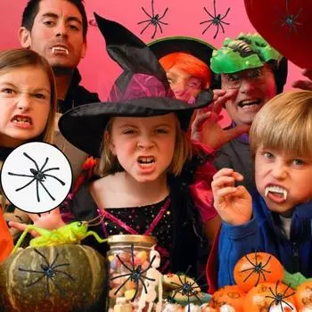 30 шт., поддельные размеры, игрушки для розыгрышей, реалистичный внешний вид, маленький паук, страшные черные пауки, украшение на Хэллоуин, реквизит для фотосъемки 30PCS