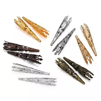 30 шт., полый конус, филигрань, стеклярус, колпачки из бисера с цветочным принтом для серег «сделай сам», подвески, фурнитура для изготовления ювелирных изделий, аксессуары