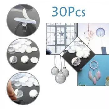 30 шт., прочный, бесследный, маленький дисковый крючок, прозрачный 2 см, присоска, крючок для домашнего хранения, декоративный плакат, подвесной самоклеящийся крючок 30 Pcs