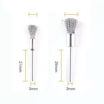 30 шт. проволочные колесные щетки с хвостовиком 3 мм для удаления заусенцев, ржавчины, полировки металлических неметаллических поверхностей, удаления ржавчины 30Pcs