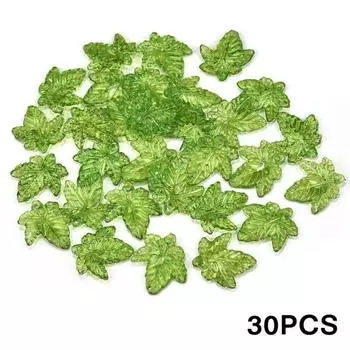 30 шт. Прозрачные зеленые акриловые бусины в форме листьев Лист Форма Листья Свободная бусина Аксессуары для ожерелья 20X21mm