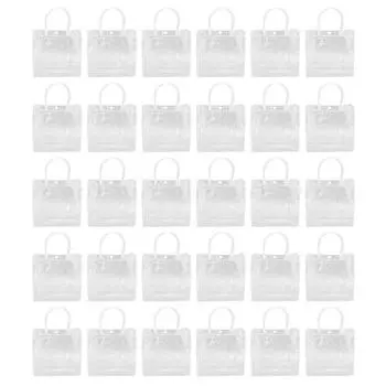 30 шт. прозрачных пластиковых подарочных пакетов из ПВХ с ручками, многоразовые пластиковые подарочные пакеты для покупок