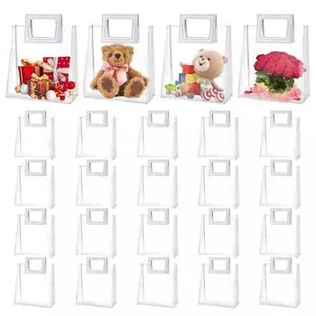 30 шт. прозрачных подарочных пакетов с ручками, прозрачный подарочный пакет из ПВХ, подарочные пакеты, многоразовые пластиковые пакеты для свадебной вечеринки, детского душа, свадьбы