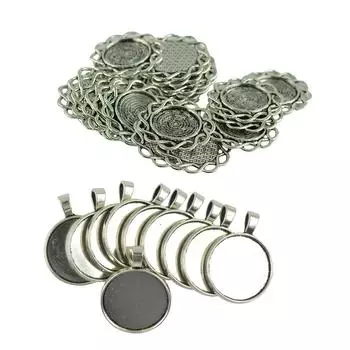 30 шт., пустой ободок, поднос, основание, кабошон, ожерелье, кулон, тибетское серебро