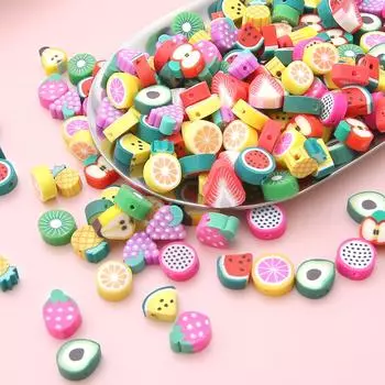 30 шт разноцветные бусины-разделители из полимерной глины в фруктовом стиле для изготовления ювелирных изделий