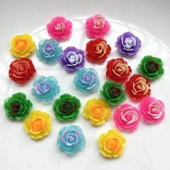 30 шт. разноцветных 16 мм плоских выпуклых круглых смоляных скрапбукинговых 3D смоляных нерегулярных размазанных роз, подходящих для подарков, изготовления ювелирных изделий, украшения разноцветный
