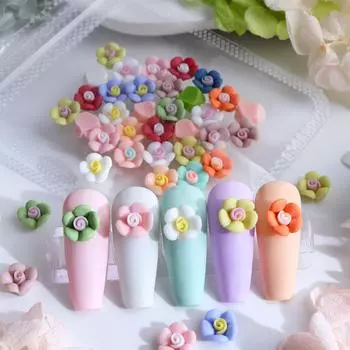 30 шт. разноцветных сочных цветов для ногтей, украшения из кавайной цветочной смолы, корейские детали для нейл-арта, принадлежности для самостоятельного изготовления