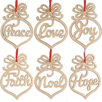 30 шт. Рождественские деревянные полые украшения, бирки для подвешивания на елку, подвесные украшения для поделок, рождественские праздничные свадебные украшения светло-желтого