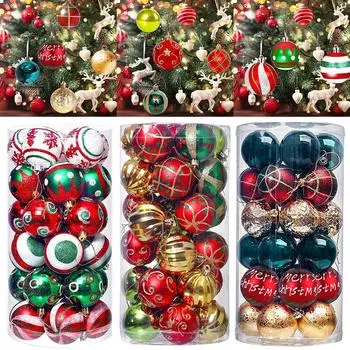 30 шт. Рождественские подвесные подвески, пластиковые 2,36-дюймовые рождественские елочные шары, набор, рождественские круглые шары, украшения для праздника, свадьбы, вечеринки, декор as picture