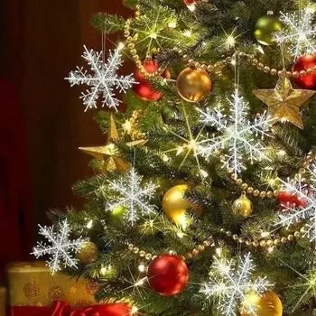 30 шт. Рождественские снежинки, украшения для рождественской елки, подвесные белые снежинки, украшения своими руками, новогодние гирлянды, украшение для дома 2025 6cm