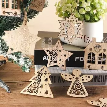 30 шт., рождественский кулон, деревянная рождественская елка, подвесные украшения для фермерского дома, праздничные праздничные украшения 1 Set