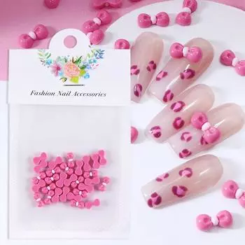 30 шт. розовых мини-бантов 3D-подвесок для дизайна ногтей Kawaii, мультяшные украшения из смолы для ногтей, аксессуары для украшения, корейские принадлежности для маникюра своими руками