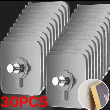 30 шт. самоклеящиеся гвозди настенные крючки прочные наклейки для плакатов настенные крючки для шкафов полки колышки настенные крючки вешалки для кухни ванной комнаты screw attachment-4pcs