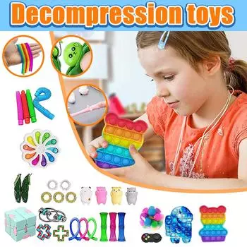 30 шт. сенсорные гаджеты для борьбы со стрессом для детей и взрослых, набор игрушек для снятия стресса, подарок