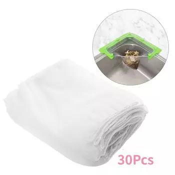 30 шт., сетчатый фильтр для раковины, кухонный мешок для мусора, предотвращает засорение раковины, фильтр-мешок для ванной, сито, мешок для мусора белый