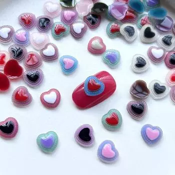 30 шт. случайным образом смешаны, 10 мм, двухцветные стразы Lover Love, украшения «сделай сам», декоративные стразы для дизайна ногтей разноцветный