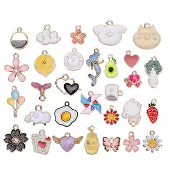 30 шт. смешанного стиля сплава капля масла кулон для DIY ожерелье браслет ювелирные изделия аксессуары для изготовления