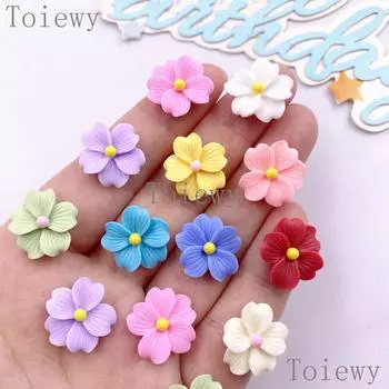 30 шт. Смола Каваи Цветные 16 мм Цветок Плоская спинка Камень Самоцвет Скрапбукинг DIY Свадьба Рождество Арт Декор Ювелирные изделия Ремесла Аксессуары