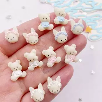 30 шт. смоляных кавайных красочных 3D мини-медвежат для свадебного нейл-арта, плоские фигурки из камня для скрапбукинга, аксессуары для украшений своими руками