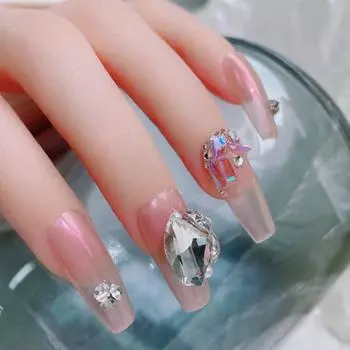 30 шт., стразы для ногтей, прозрачные, с заостренной нижней частью, супер блестящие, трехмерные, анти-падение, сделай сам, дизайн ногтей, искусственный кристалл L