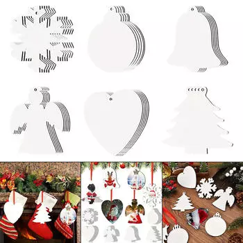 30 шт. Сублимационные рождественские украшения, пустые подвески, двухсторонняя термоперенос