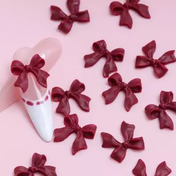 30 шт. темно-красных подвесок-бантов для ногтей, аксессуары для ногтей на день Святого Валентина, детали для самостоятельного дизайна женского маникюрного салона, украшения