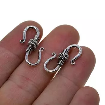 30 шт тибетское серебро S-образная застежка-крючок ожерелье ювелирная фурнитура 25x15x6 мм 25x15x6mm серебряный