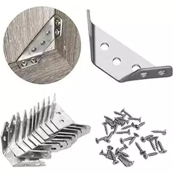 30 шт. Уголок для мебели из нержавеющей стали с винтами Угловая скоба Угловой кронштейн для полок Деревянная мебель Стул Ящик Шкаф 1 PC+7 screws