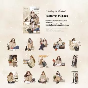30 шт./уп. Эстетичные наклейки-этикетки Наклейки с читающей девушкой Декоративный материал для дневника/альбома Материалы для скрапбукинга