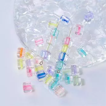 30 шт./упак. акриловые бусины, прозрачные цветные бусины с сердцевиной, квадратные бусины ручной работы для DIY, ожерелья, сережек, принадлежности для изготовления ювелирных изделий