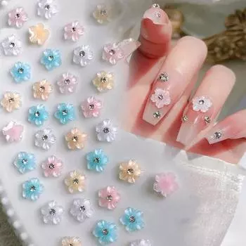 30 шт./упак. милые подвески в виде цветов цветные блестящие стразы для ногтей из смолы ремесло DIY аксессуары для дизайна ногтей 3D